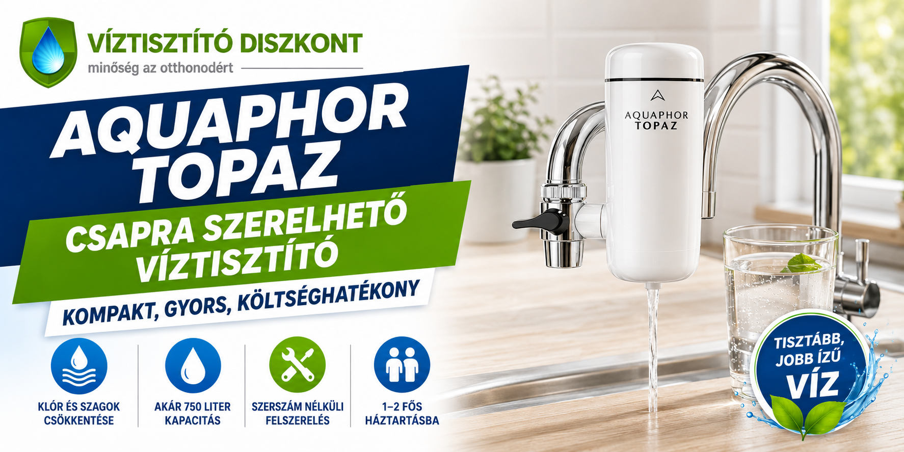 Aquaphor Topaz csapra szerelhető víztisztító
